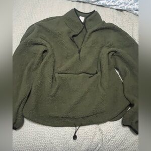 Olive Green Women's Fleece Pullover Sherpa